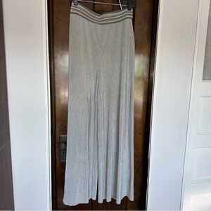 Anthropologie Silver Pleated Wide Leg Pants